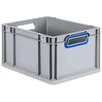 Proregal Eurobox NextGen Color | HxBxT 22x30x40cm | 20 Liter | Griffe blau offen | Glatter Boden | Eurobehälter, Transportbox, Transportbehälter