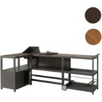 Mendler Aluminium Outdoor-Küche 3-teilig HWC-M64, Außenküche Garten Servierwagen Eiskübel Schrank anthrazit, dunkle Holzoptik