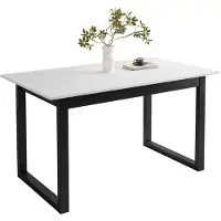 Lookway ARTON II ausziehbarer Tisch 140 cm, Schwarze Metalbeine U, Tischplatte Farbe: Weiß