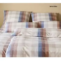 Elegante Soft-Flanell Bettwäsche Glasgow - 155x220 cm + 40x80 cmterra-blau