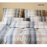 Elegante Soft-Flanell Bettwäsche Glasgow salbei blau 155x220 cm + 40x80 cm - beige;blau;grün