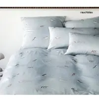 Elegante Mako-Satin Bettwäsche Spätzchen - 155x220 cm + 40x80 cmrauchblau