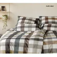 Elegante Mako-Jersey Bettwäsche Kuschel Karo - 155x220 cm + 80x80 cmmulti-natur