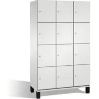 C+P Schließfachschrank Cambio, 3 Abteile, 12 Fächer, auf Füßen, B 1200 x T 525 x H 1980 mm, lichtgrau