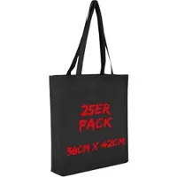 TEXXILLA Baumwolltasche Mehrpack mit zwei langen Henkeln, Boden- und Seitenfalte, Schwarz, schwarz