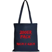 TEXXILLA Baumwolltasche Mehrpack Classic mit zwei langen Henkeln, Dunkelblau, dunkelblau