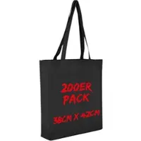 TEXXILLA Baumwolltasche Mehrpack mit zwei langen Henkeln, Boden- und Seitenfalte, Schwarz, schwarz