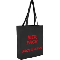 TEXXILLA Baumwolltasche Mehrpack mit zwei langen Henkeln, Boden- und Seitenfalte, Schwarz, schwarz