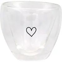 Eulenschnitt doppelwandiges Glas Herzglas transparent Inhalt 200 ml 10.4 cm