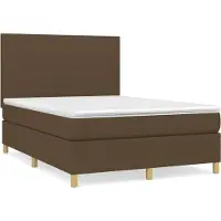 Syfax Boxspringbett mit Matratze Dunkelbraun 140x200 cm Stoff
