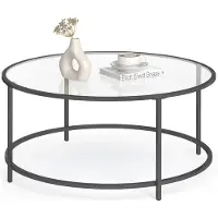 Vasagle Runder Couchtisch, Wohnzimmertisch mit Stahlgestell, Salontisch, Beistelltisch, schwarz LGT021B01