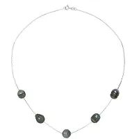 ATELIERS SAINT GERMAIN Halskette mit 5 echten Tahiti-Zuchtperlen, eingekreist, 7-8 mm