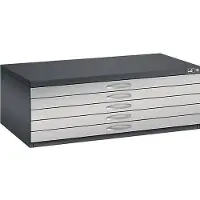 C+P Planschrank aus Stahl, für Formate bis DIN A1, 5 Schubladen, schwarzgrau/weißaluminium