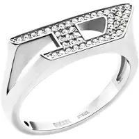 Diesel D Logo Silver Stainless Steel Ring DX1629040