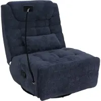 Mendler Relaxsessel MCW-P92, TV-Sessel Fernsehsessel, drehbar Kippfunktion Handyhalterung, Stoff Chenille (260g/m²) blau