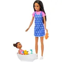 Barbie Skipper Babysitters Inc. Spielset mit Skipper-Puppe, Kleinkind-Puppe, Badewanne und 6 Zubehörteilen, Modepuppe, Weiblich, 3 Jahr(e), Junge/Mädchen, 266 mm, Mehrfarbig