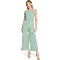 Vera Mont Jumpsuit "Jumpsuit mit Volant", Damen, Gr. 38, EURO, grün (foggy grün), Obermaterial: 95% Polyester Pol. recyc.. 5% Elasthan EL., Overalls Jumpsuit