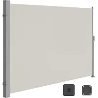 Songmics Seitenmarkise, Sichtschutz, ausziehbar, 200 x 300 cm, aus 220 g/m² Polyester, Sonnenschutz, blickdicht, Seitenrollo, für Balkon, Terrasse, Garten, beige GSA200K02