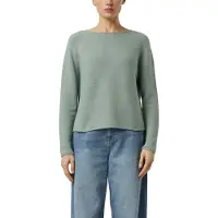 Comma Strickpullover , Damen, Gr. 42, grün (khaki), Strick, Obermaterial: 60% Baumwolle, 40% Polyester, unifarben, normal hüftbedeckend, Rundhals, Pullover Strickpullover, mit feinem Struktur-Muster