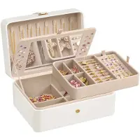 Hobby Hall Doppellagige Schmuckschatulle mit Spiegel und flexiblem Tablett wolkenweiß JBC200W01
