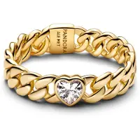 Pandora 164386C01 Damenring Panzerkette mit Herz Goldfarben
