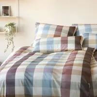 Elegante Interlock Jersey Bettwäsche Kuschel Karo grün rot 160x210 cm + 65x100 cm - rot;grün;beige