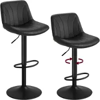 Vasagle Barhocker 2er Set, Barstuhl mit Rückenlehne und drehbarer Sitzfläche tintenschwarz LJB181BH01