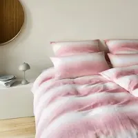 Elegante Halbleinen Bettwäsche Layer wassermelone 200x220 cm + 2x 40x80 cm - pink;beige