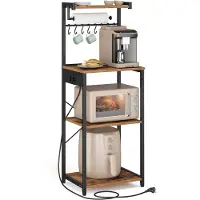 Vasagle Mehrstöckiges Küchenregal mit Steckdosen vintagebraun-tintenschwarz KKS013KD02