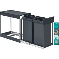 Songmics Mülleimer mit zwei Fächern und ausziehbarem Mülltrennsystem grau LTB950GZ01
