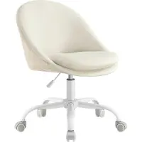 Songmics Homeoffice Stuhl höhenverstellbar mit gepolstertem Kissen cremeweiß OBG020WD01