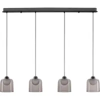 Nova Luce LED Pendelleuchte Dione 20W warmweiss 3000K Rauchgrau Schwarz Aluminium Stahl 100x14cm 9695272