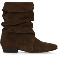 Manfield Dunkelbraune Veloursleder-Stiefeletten | Größe 38
