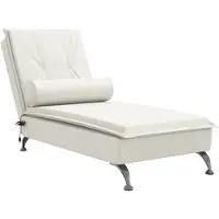 vidaXL Massage-Chaiselongue mit Nackenrolle Creme Samt