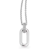 Orolino Kette mit Anhänger "Gold 585 mit 7 natürlichen Brillanten zus. 0,035ct.", weiß, Halsketten, Damen, 45cm, 0,04, Gold, L: 45 B: 6mm, glänzend, Kette mit Anhänger, B:6mm