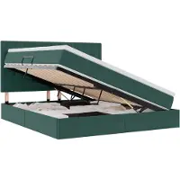 vidaXL LED-Speicherbett mit Matratze Dunkelgrün 180 x 200 cm Samt