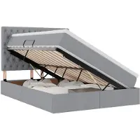 vidaXL Aufbewahrungsbett mit Matratze Hellgrau 140 x 190 cm Stoff