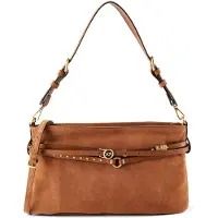 Pinko Umhängetasche Schultertasche Belt Bag Classic Suede Brown - Lion - Antique Gold braun