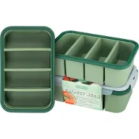 Bourgini Frosti Bits Vorteilspaket – 3 Silikonbehälter mit je 4 Fächern à 300 ml – auslaufsicher – BPA-frei