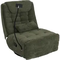 Mendler Relaxsessel MCW-P92, TV-Sessel Fernsehsessel, drehbar Kippfunktion Handyhalterung, Stoff Chenille (260g/m²) grün
