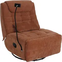 Mendler Relaxsessel MCW-P92, TV-Sessel Fernsehsessel, drehbar Kippfunktion Handyhalterung, Stoff Chenille (260g/m²) terrakotta