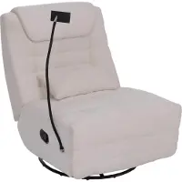 Mendler Relaxsessel MCW-P92, TV-Sessel Fernsehsessel, drehbar Kippfunktion Handyhalterung, Stoff Chenille (260g/m²) creme-weiß