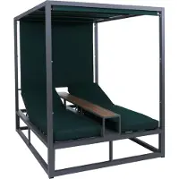 Mendler Alu Lounge-Gartenliege MCW-P81, Sonnenliege Daybed, 10cm-Polster 220g/m² 196x165x196cm dunkelgrau, Polster dunkelgrün
