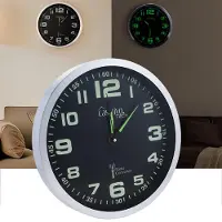 Casativo Moderne Funk Wanduhr, 30 cm, Aluminium, Quarz-Uhrwerk, leise, nachleuchtend, silber-schwarz -Präzise Zeit, stilvolle Wanduhr für Büro & Heim
