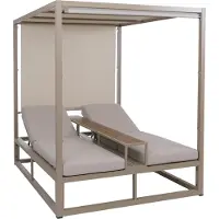 Mendler Alu Lounge-Gartenliege MCW-P81, Sonnenliege Daybed, 10cm-Polster 220g/m² 196x165x196cm beige, Polster beige