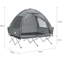 SoBuy OGS32-II-L-HG Feldbett mit Zelt 2 Personen 4in1 Zelt auf Stelzen mit Rolltasche Wasserdichtes Campingbett ohne Matratze Angelzelt bis 180 kg