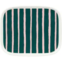 Marimekko - Oiva Piccolo Teller, white/pink/dark green, 15 x 12 cm