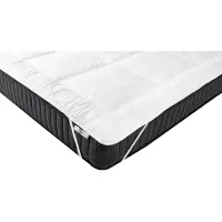 Beliani Matratzentopper Weiß Mikrofaser 180 x 200 cm Antiallergisch Weich Waschbar mit Befestigung Matratzenschoner Matratzenauflage für Doppelbett