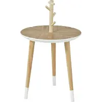 SoBuy Design Beistelltisch mit Tassenhalter, Dreibeiner, Couchtisch, Kaffeetisch, 40cm, FBT38-WN