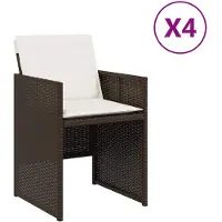 vidaXL Gartenstühle mit Kissen 4 Stk. Braun Poly Rattan